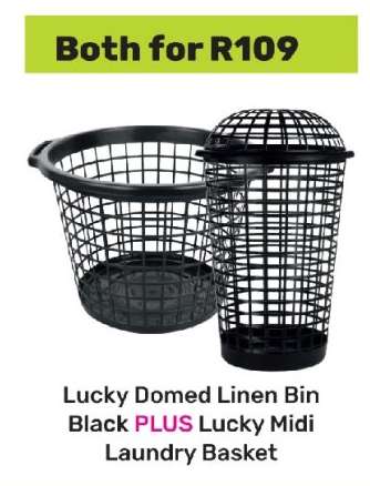 Lucky Domed Linen Bin Black PLUS Lucky Midi Laundry Basket