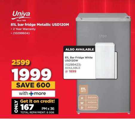 Univa 81L bar fridge Metallic USD120M