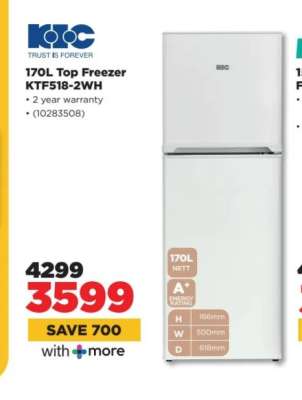 170L Top Freezer KTF518-2WH