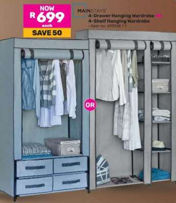 MAINSTAYS 4-Drawer Hanging Wardrobe or 4-Shelf Hanging Wardrobe