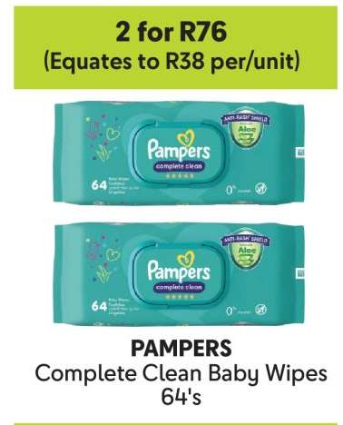 PAMPERS Complete Clean Baby Wipes 64's