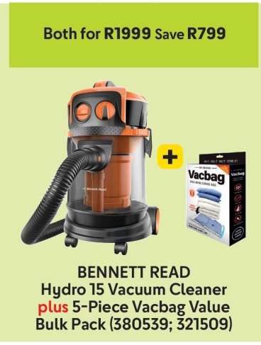 BENNETT READ Hydro 15 Vacuum Cleaner plus 5-Piece Vacbag Value Bulk Pack