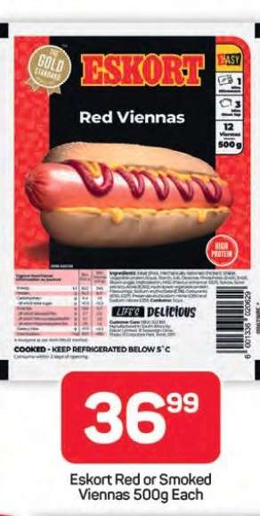 Eskort Red or Smoked Viennas 500g