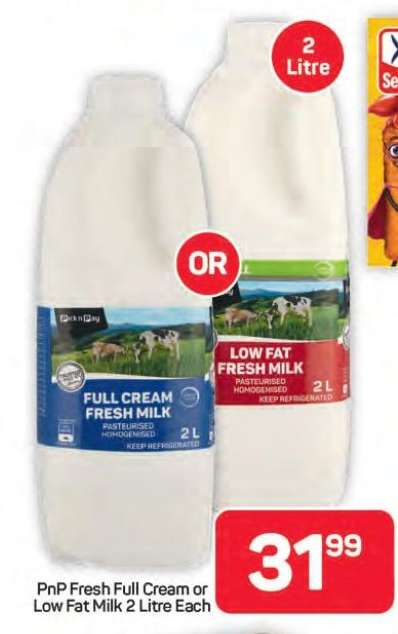 PnP Fresh Full Cream or Low Fat Milk