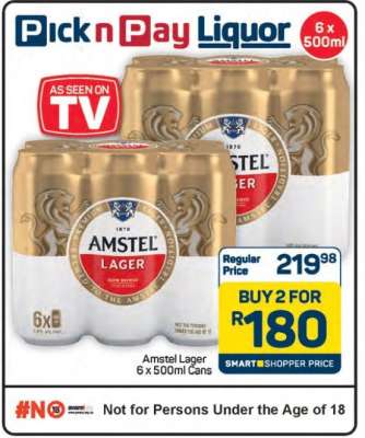 Amstel Lager 6 x 500ml Cans