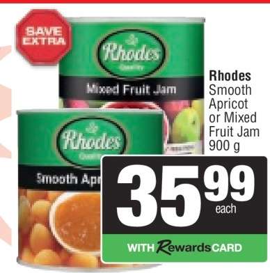 RHODES Smooth Apricot or Mixed Fruit Jam
