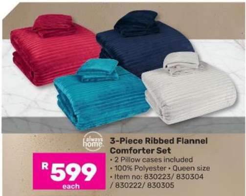 3-Piece Ribbed Flannel Comforter Set