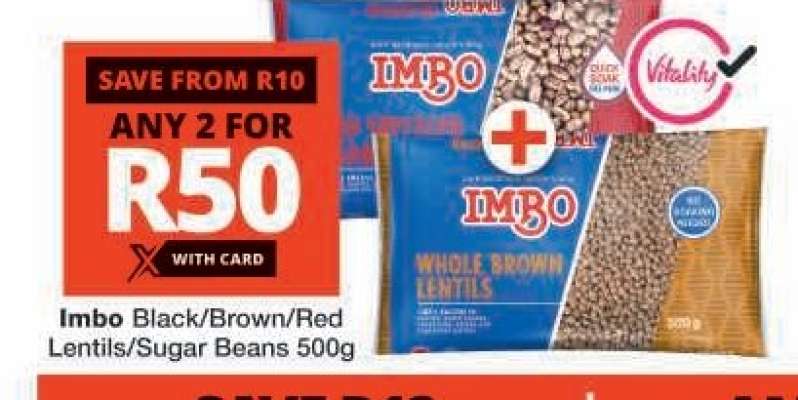 Imbo Black/Brown/Red Lentils/Sugar Beans 500g
