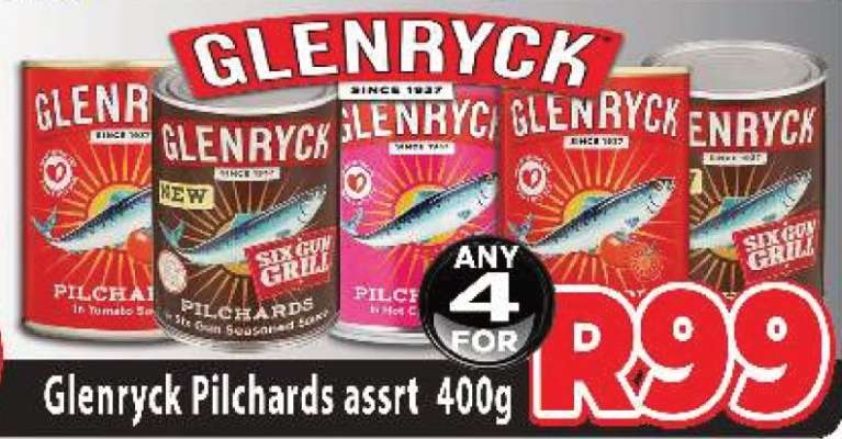 Glenryck Pilchards assrt 400g