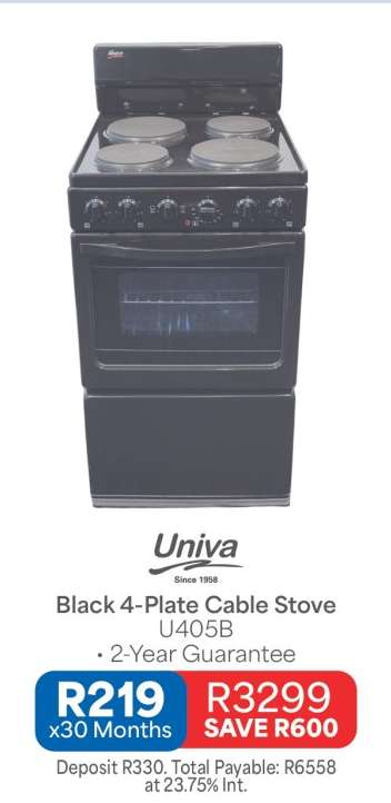 Univa Black 4-Plate Cable Stove
