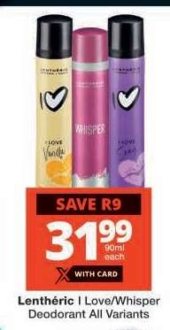 Lenthéric I Love/Whisper Deodorant