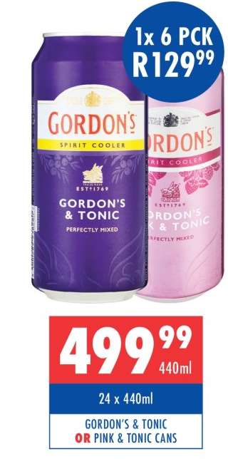 Gordon's & Tonic or Pink & Tonic Cans