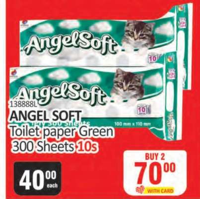 ANGEL SOFT Toilet paper Green 300 Sheets 10s