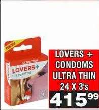 LOVERS + CONDOMS ULTRA THIN 24 X 3's