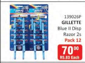 GILLETTE Blue II Disp Razor 2s Pack 12