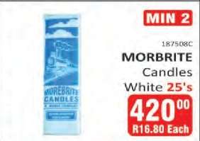 MORBRITE Candles White 25's