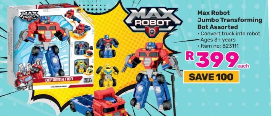 Max Robot Jumbo Transforming Bot Assorted