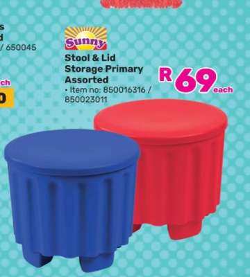 Sunny Stool & Lid Storage Primary Assorted