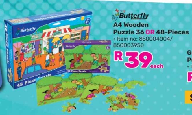 Butterfly A4 Wooden Puzzle 36 OR 48-Pieces