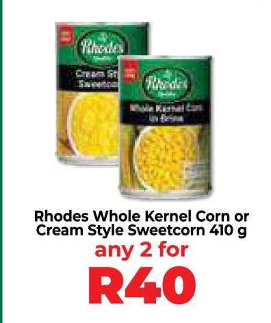 Rhodes Whole Kernel Corn or Cream Style Sweetcorn 410 g