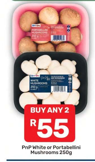 PnP White or Portabellini Mushrooms 250g