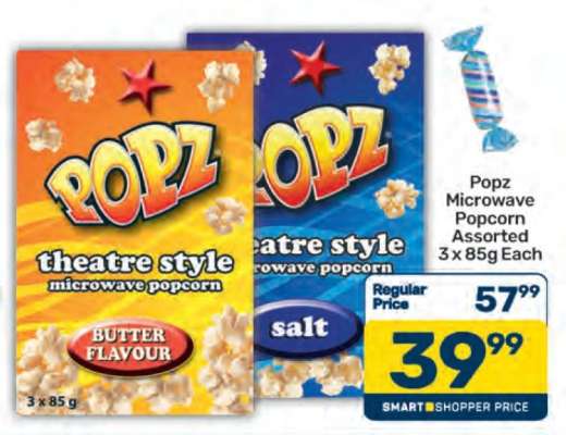 Popz Microwave Popcorn Assorted 3 x 85g Each