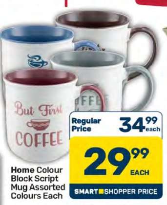 Home Colour Block Script Mug Assorted Colours Each
