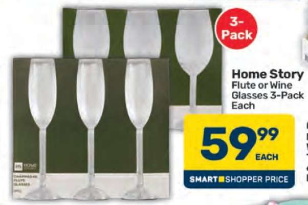 Home Story Flute or Wine Glasses 3-Pack