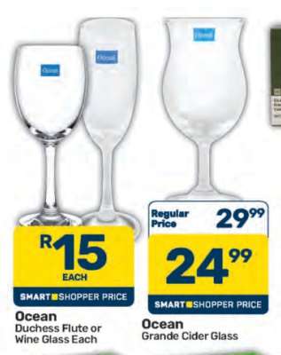 Ocean Duchess Flute or Wine Glass Each