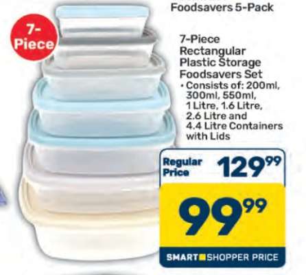 7-Piece Rectangular Plastic Storage Foodsavers Set