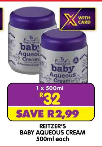 REITZER’S BABY AQUEOUS CREAM 500ml each