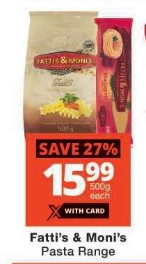 Fatti's & Moni's Pasta Range