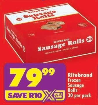 RITEBRAND FROZEN SAUSAGE ROLLS 30 per pack