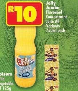 Jolly Jumbo Flavoured Concentrated Juice All Variants 750ml each