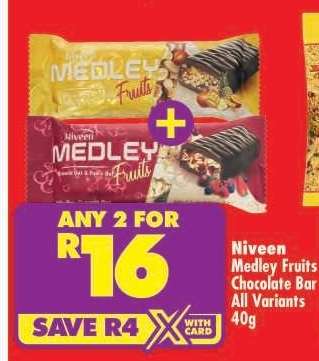Niveen Medley Fruits Chocolate Bar All Variants 40g