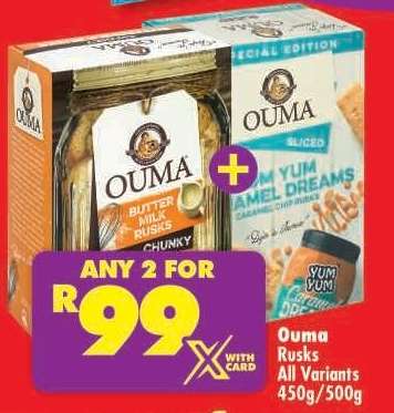 Ouma Rusks All Variants 450g/500g