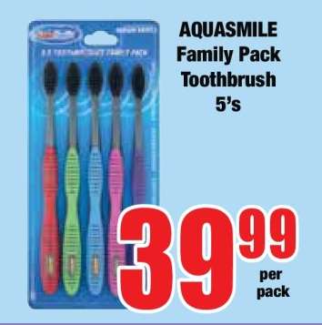 AQUASMILE Family Pack Toothbrush 5's