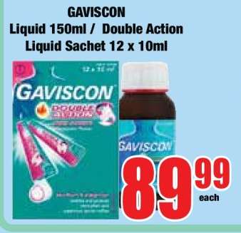 GAVISCON Liquid 150ml / Double Action Liquid Sachet 12 x 10ml
