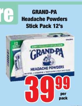GRAND-PA Headache Powders Stick Pack 12's
