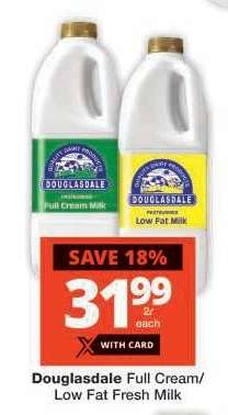 Douglasdale Full Cream/Low Fat Fresh Milk