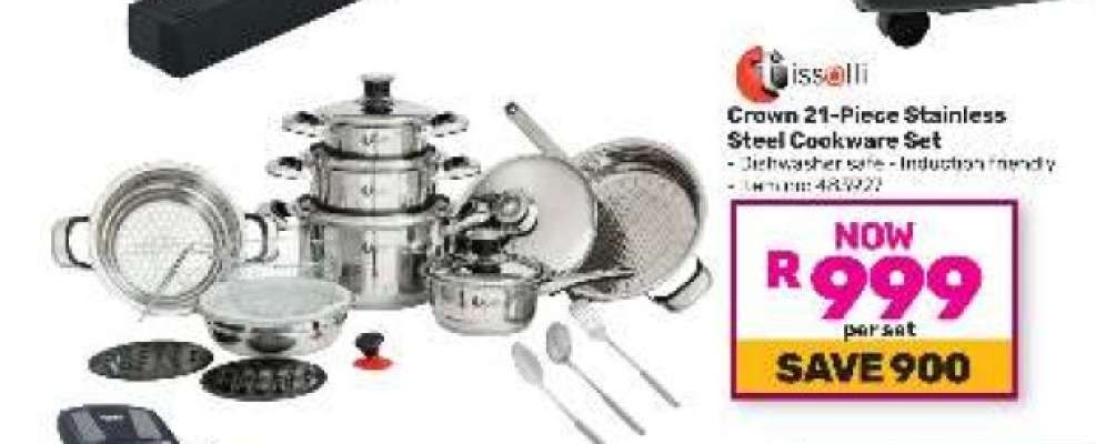Crown 21-Piece Stainless Steel Cookware Set