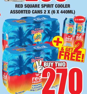 RED SQUARE SPIRIT COOLER ASSORTED CANS 2 X (6 X 440ML)