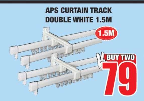 APS CURTAIN TRACK DOUBLE WHITE 1.5M