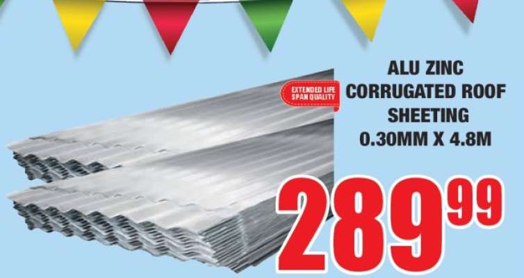 ALU ZINC CORRUGATED ROOF SHEETING 0.30MM X 4.8M