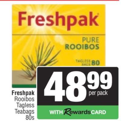 Freshpak Rooibos Tagless Teabags 80s