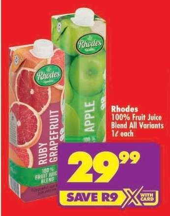 RHODES 100% FRUIT JUICE BLEND all variants