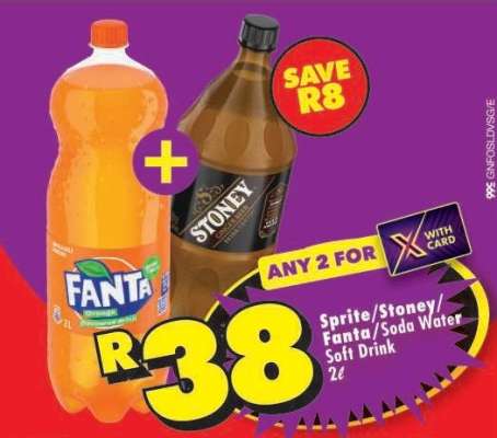 Sprite/Stoney/Fanta/Soda Water Soft Drink 2ℓ