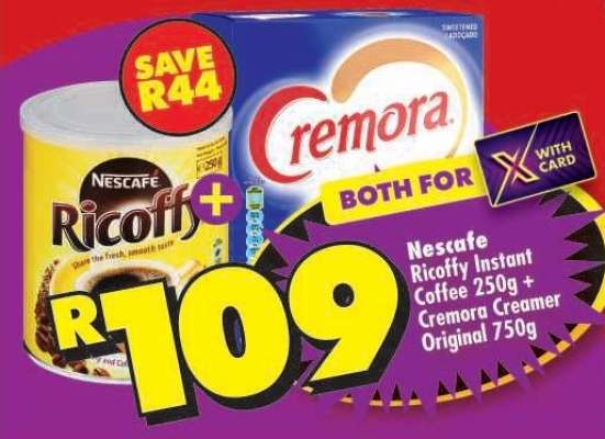 Nescafe Ricoffy Instant Coffee 250g + Cremora Creamer Original 750g