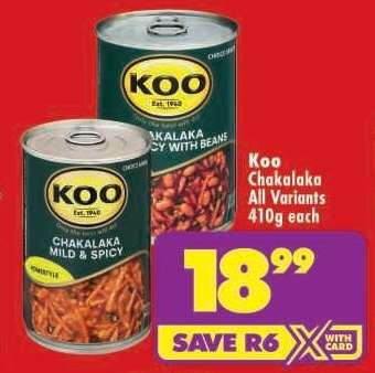 KOO CHAKALAKA all variants 410g each