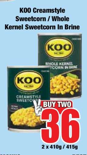 KOO Creamstyle Sweetcorn / Whole Kernel Sweetcorn In Brine